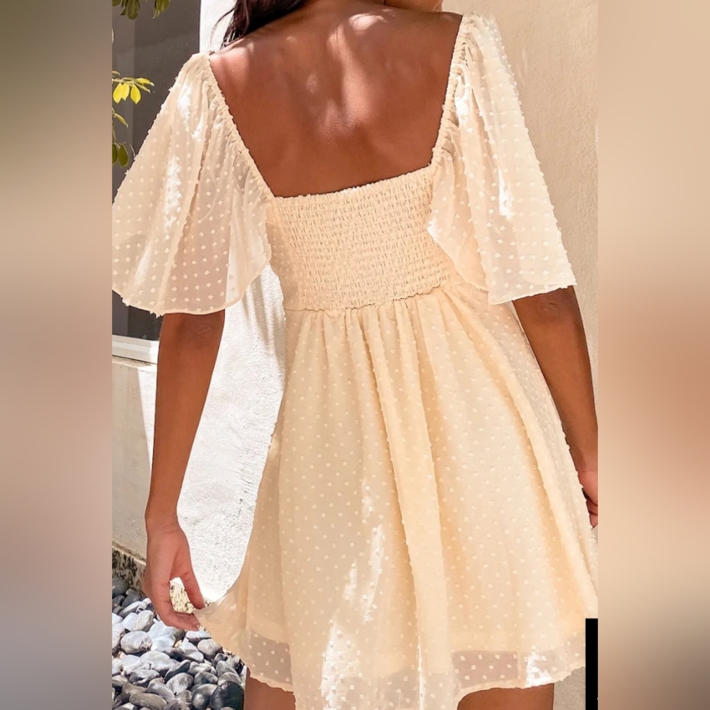 Lulu's Be a Dear Cream Swiss Dot Tie -front Skate Dress Size S - Picture 2 of 15